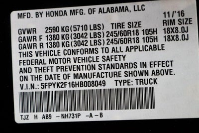 2017 Honda Ridgeline Sport